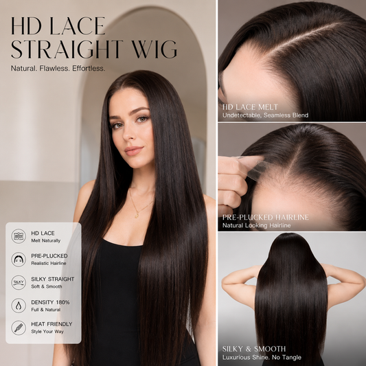 Special Mother’s Day Deals 🌷💥Straight HD Transparent Lace Front Wigs Human Hair