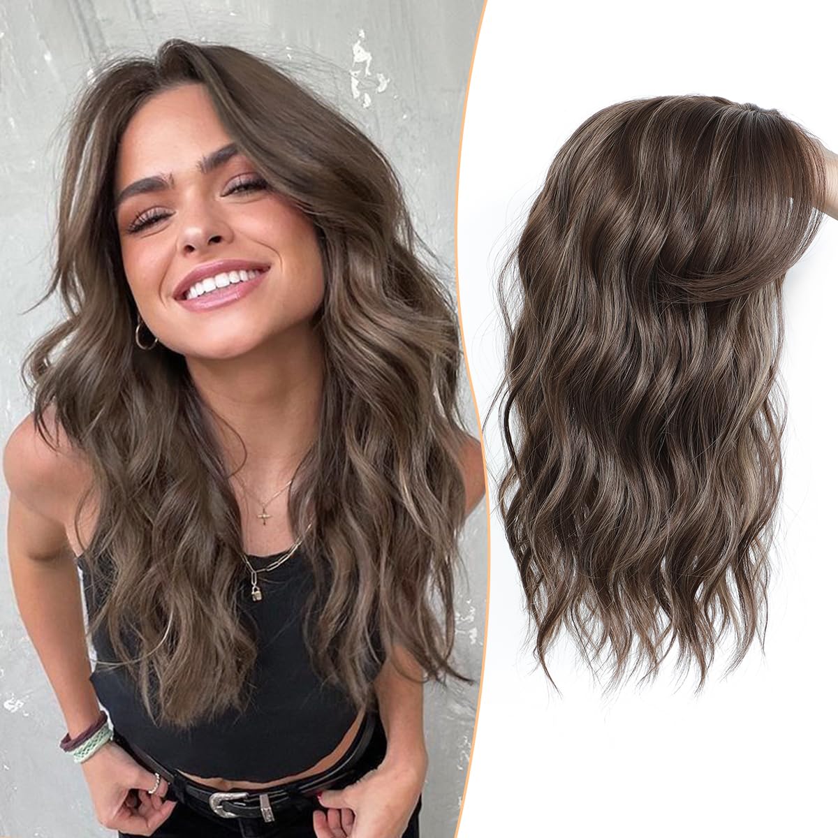 ⚡ Final Hours – Up to 41% Off🌷2026 New Lightweight & Breathable Wavy Hair Topper-100% human hair