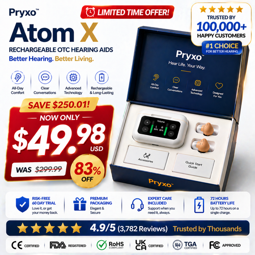 🔥 Final 1 Hours : Only Limited Stock Left👂 Pryxo™ Atom X Smart Hearing Aids — Clearer Sound, More Comfortable Living 💖🔊